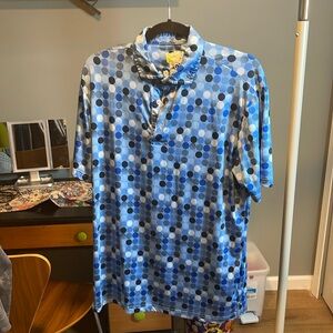 TailorByrd Blue pattern golf shirt polo